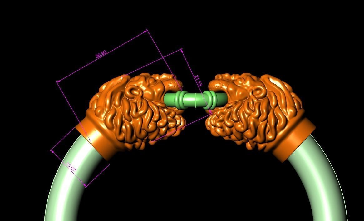 Lion Face Bracelet   3D print model_3