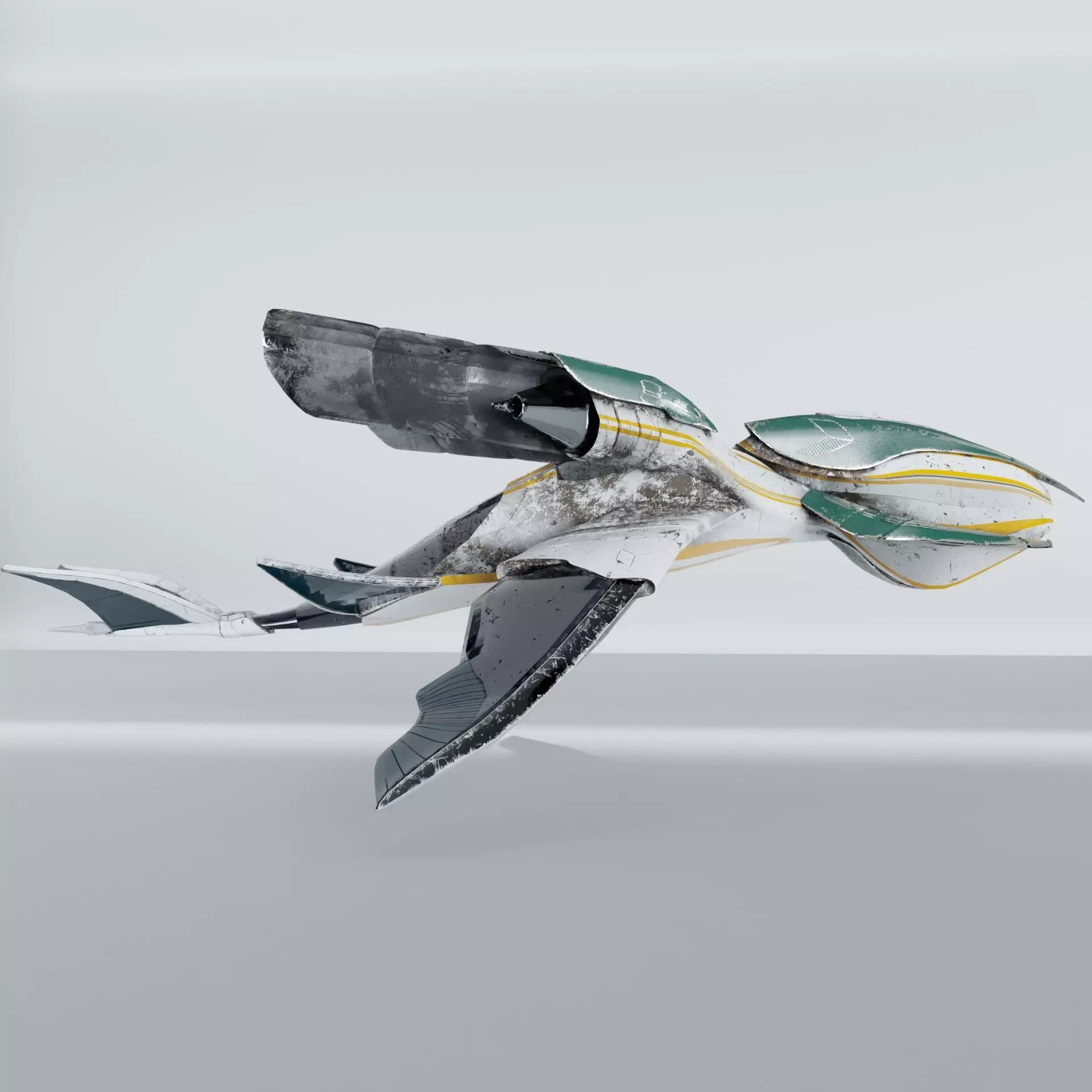Organic looking spaceship Low-poly 3D model