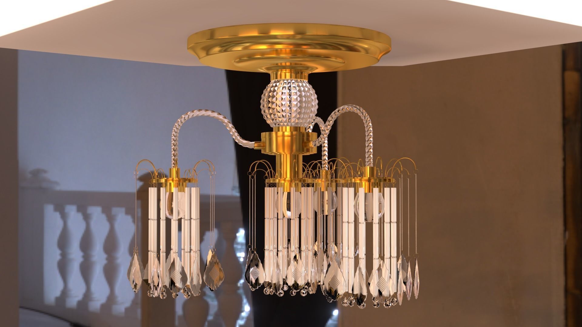 Ceiling chandelier classic crystal 3D model_22