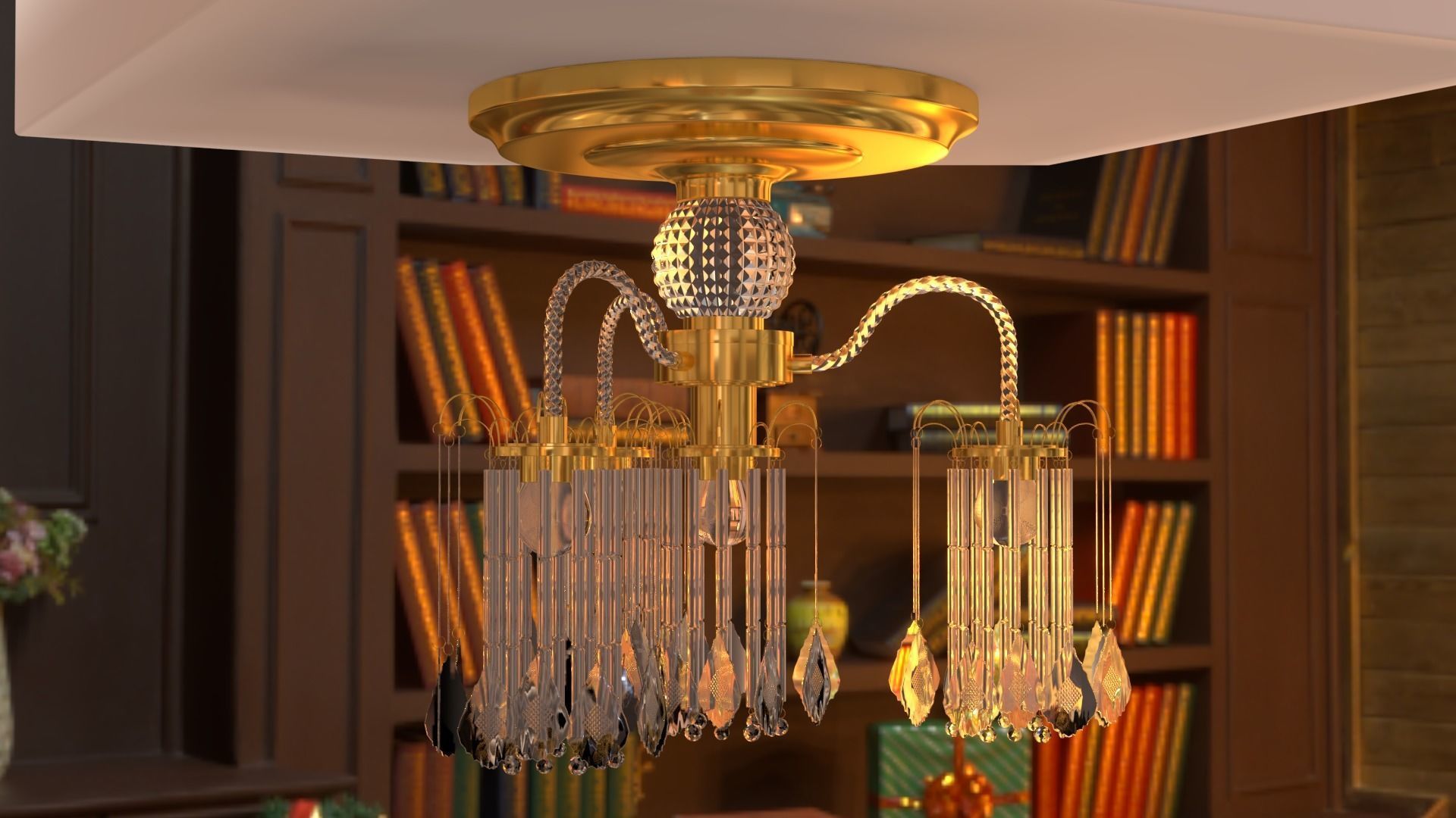 Ceiling chandelier classic crystal 3D model_41