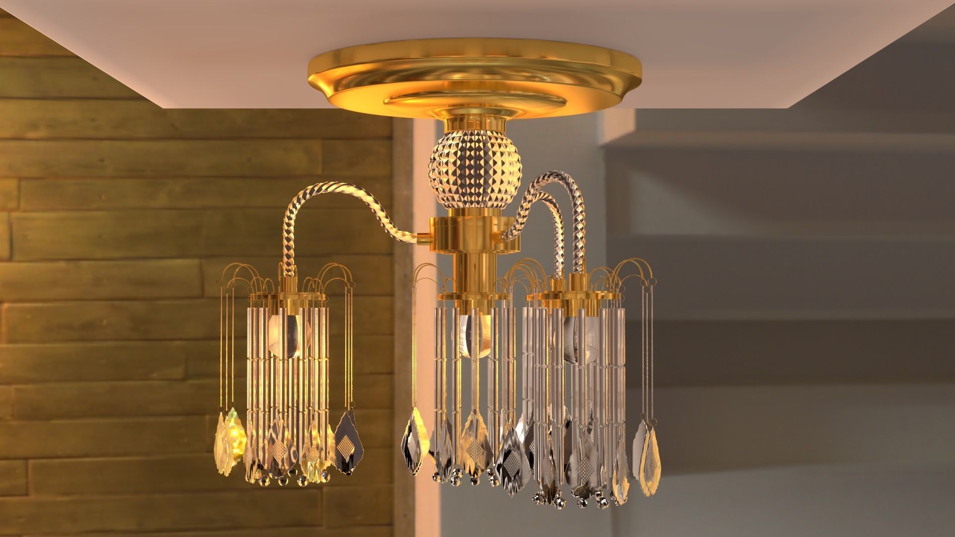 Ceiling chandelier classic crystal 3D model_27