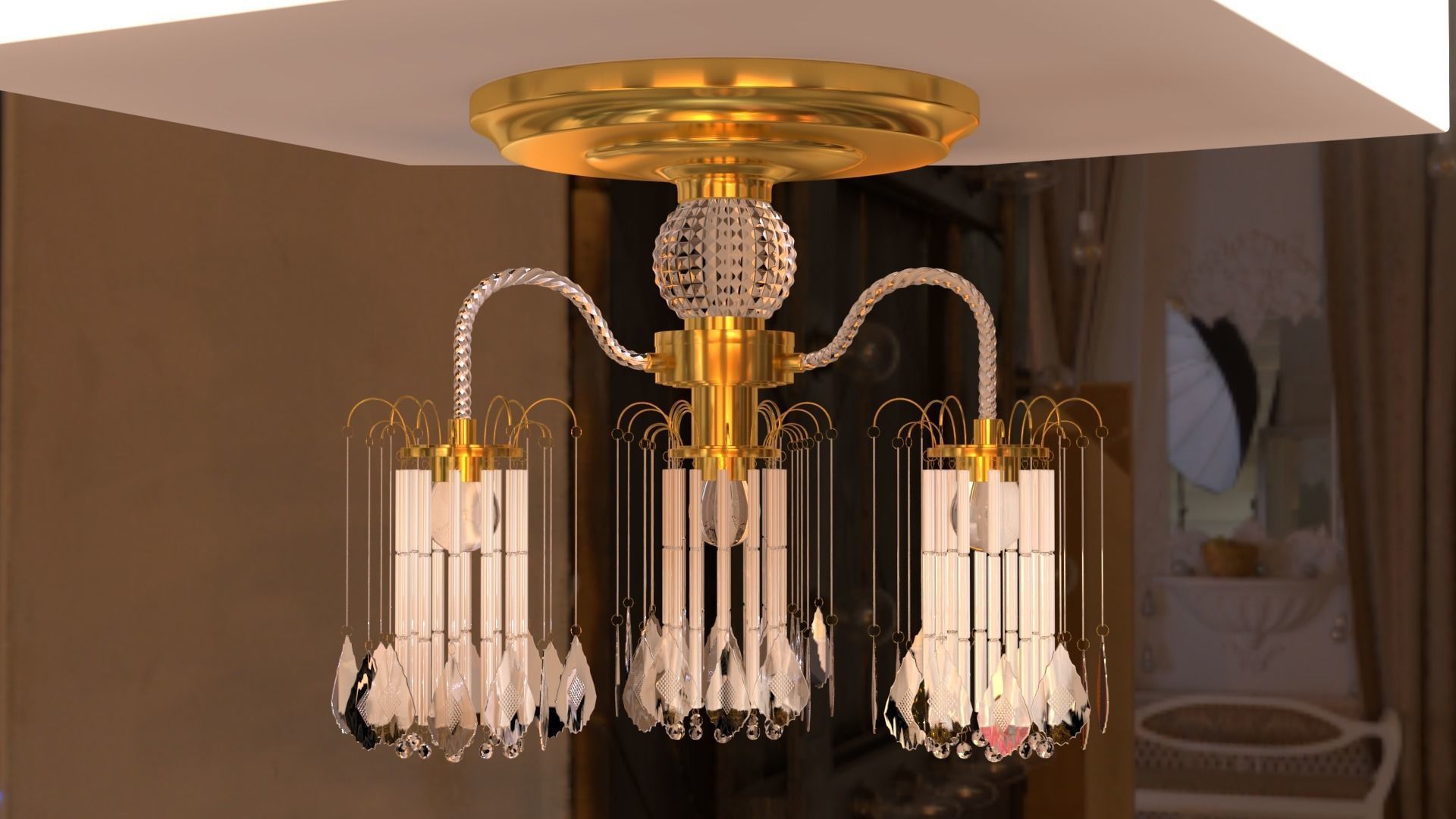 Ceiling chandelier classic crystal 3D model_23