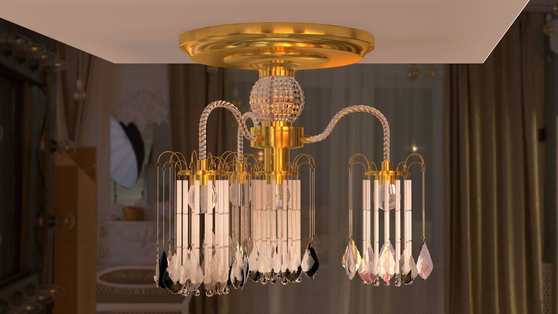 Ceiling chandelier classic crystal 3D model_24