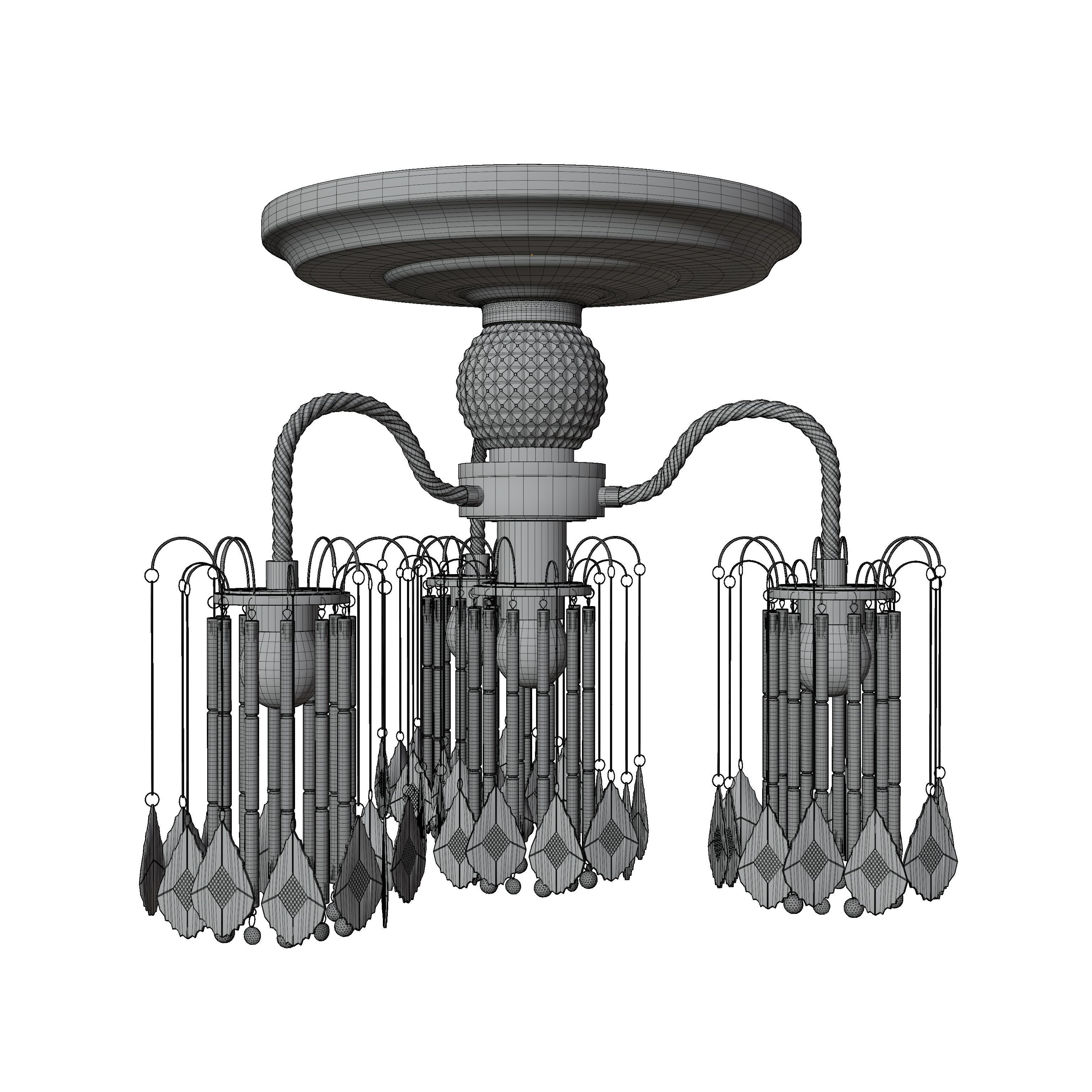 Ceiling chandelier classic crystal 3D model_2