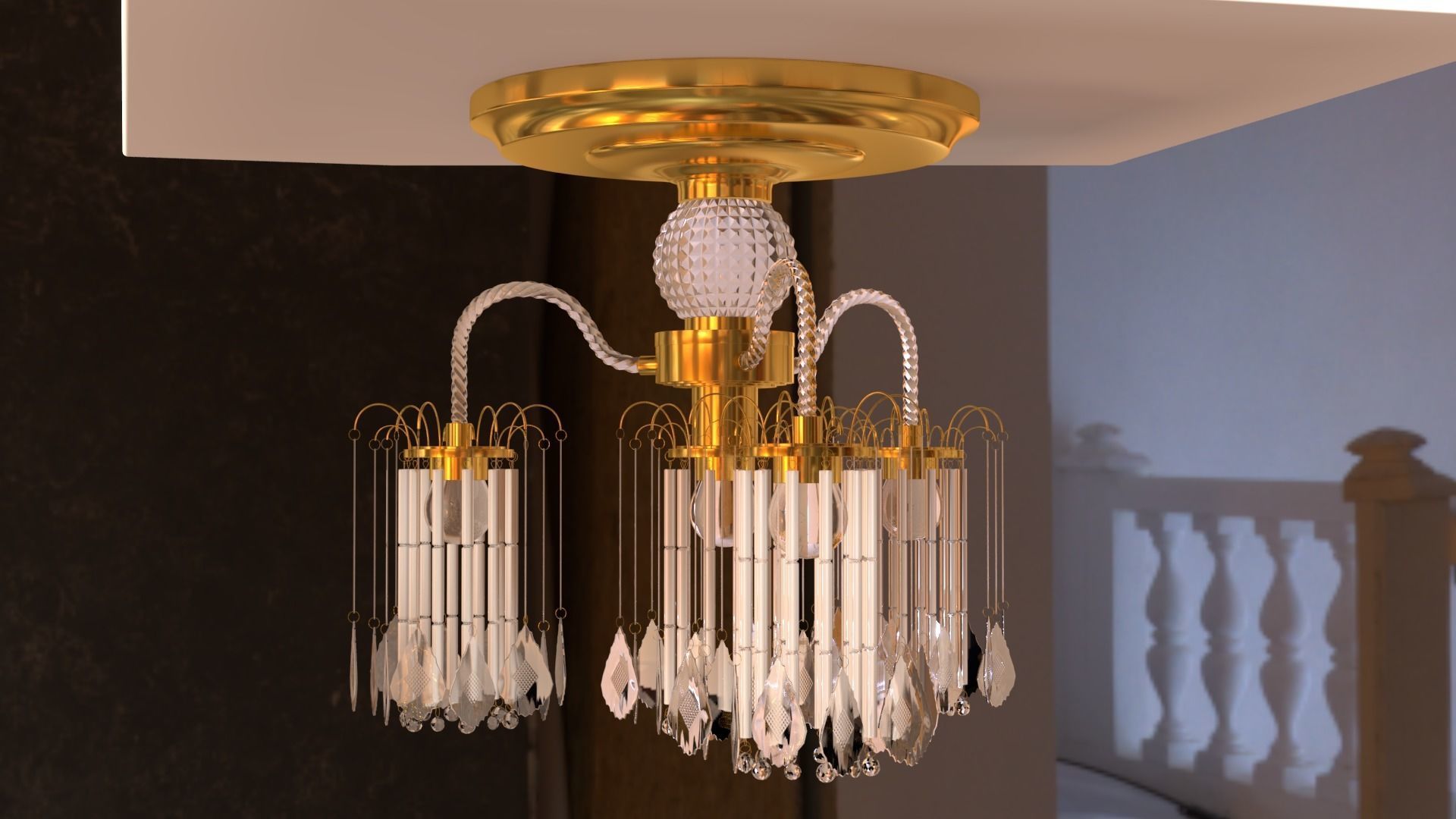 Ceiling chandelier classic crystal 3D model_21