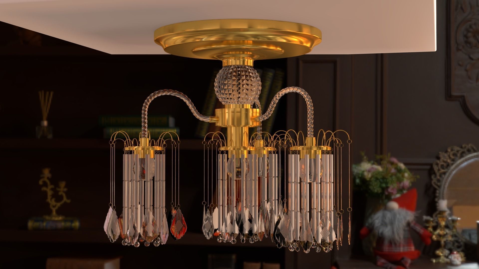 Ceiling chandelier classic crystal 3D model_38