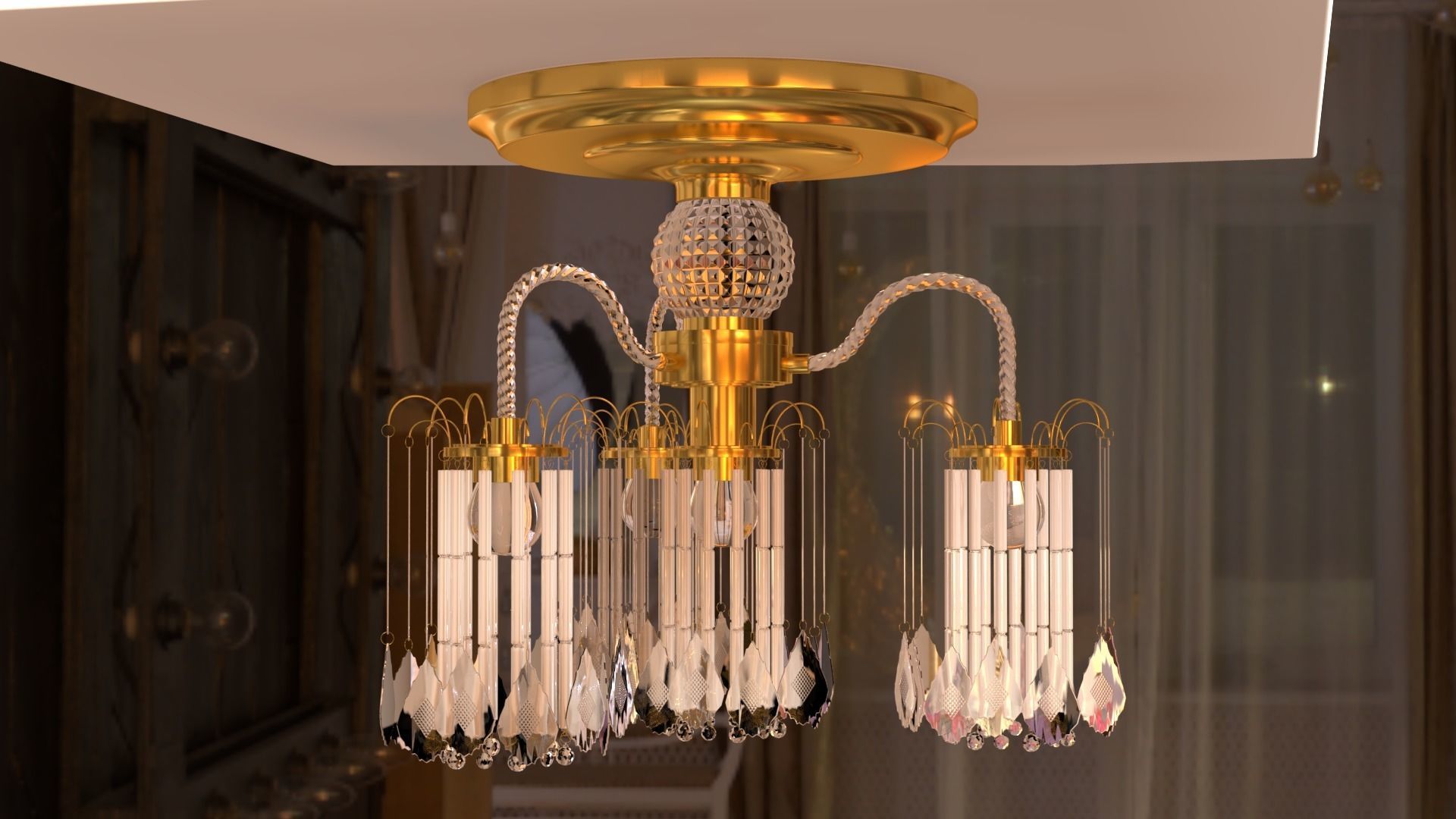 Ceiling chandelier classic crystal 3D model_26