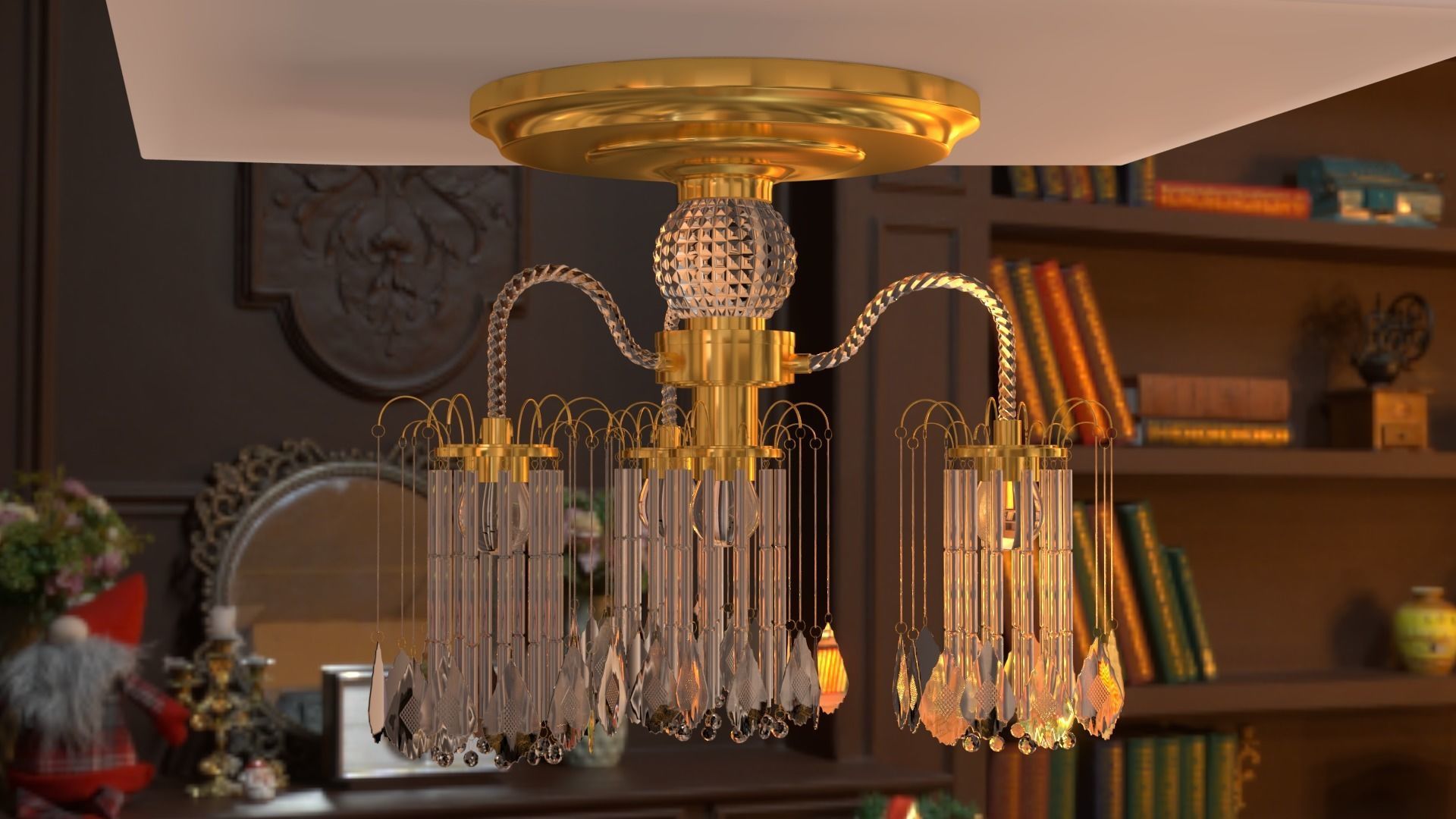 Ceiling chandelier classic crystal 3D model_40