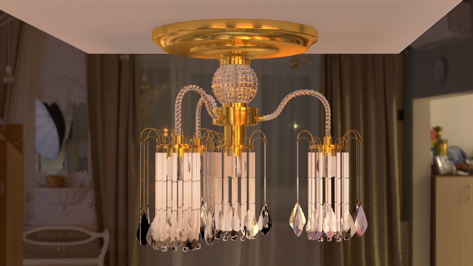 Ceiling chandelier classic crystal 3D model_25