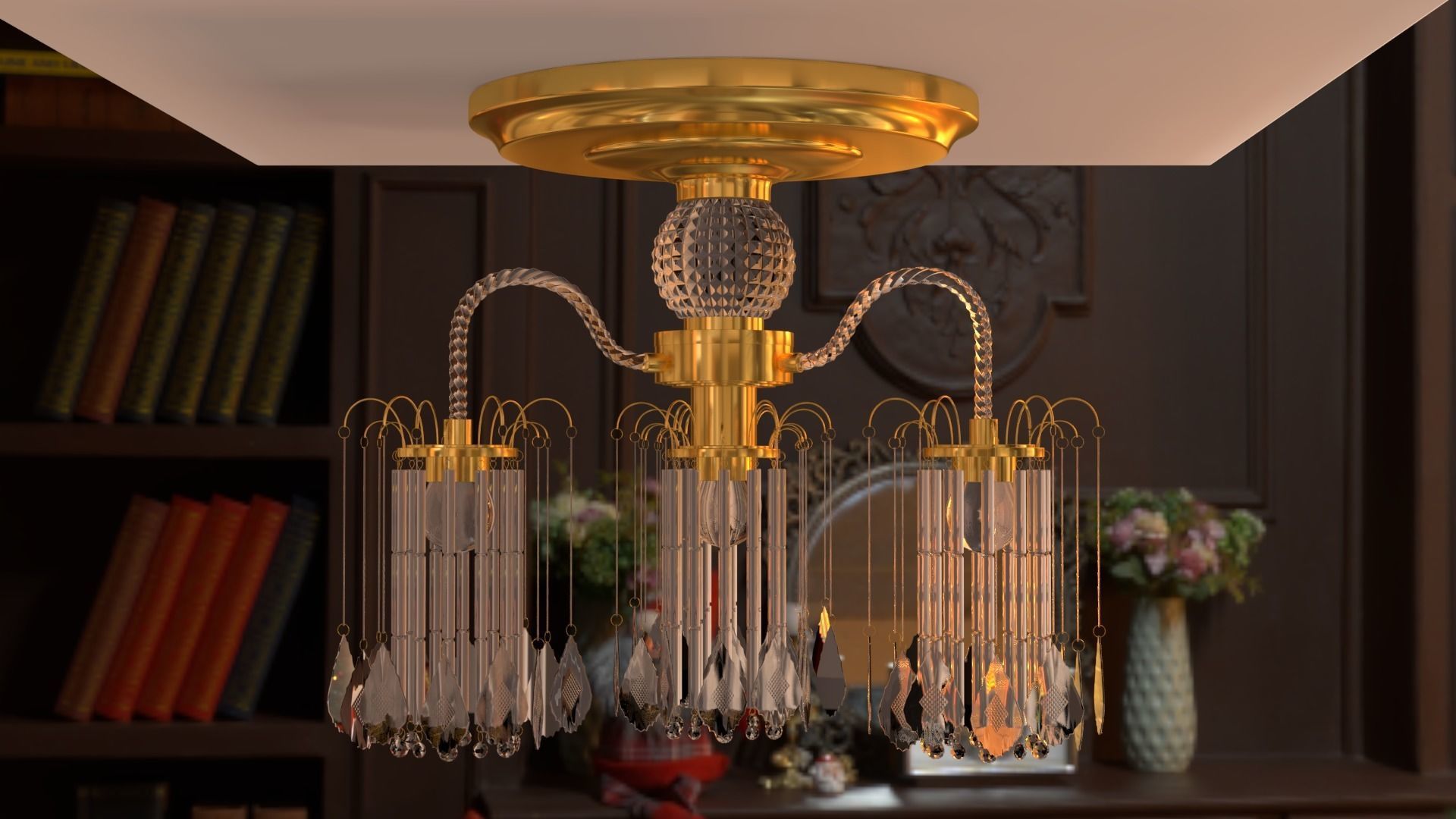 Ceiling chandelier classic crystal 3D model_39