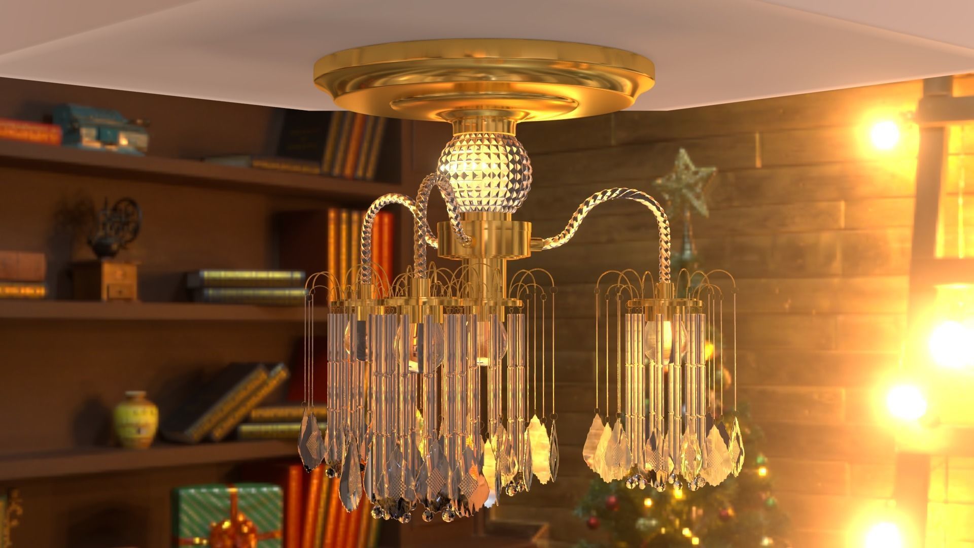Ceiling chandelier classic crystal 3D model_42