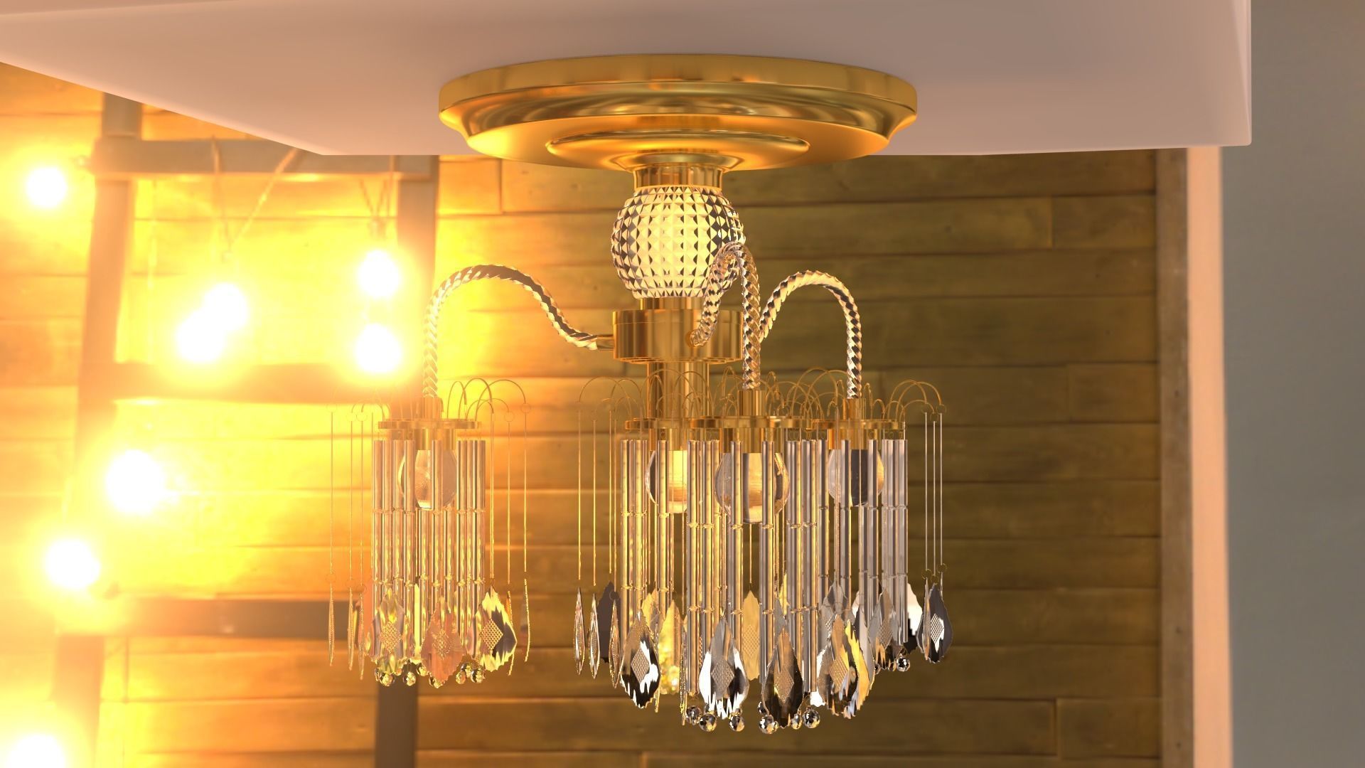 Ceiling chandelier classic crystal 3D model_9