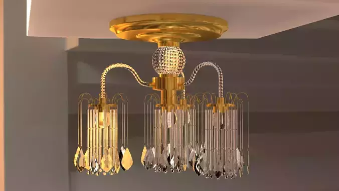 Ceiling chandelier classic crystal 3D model