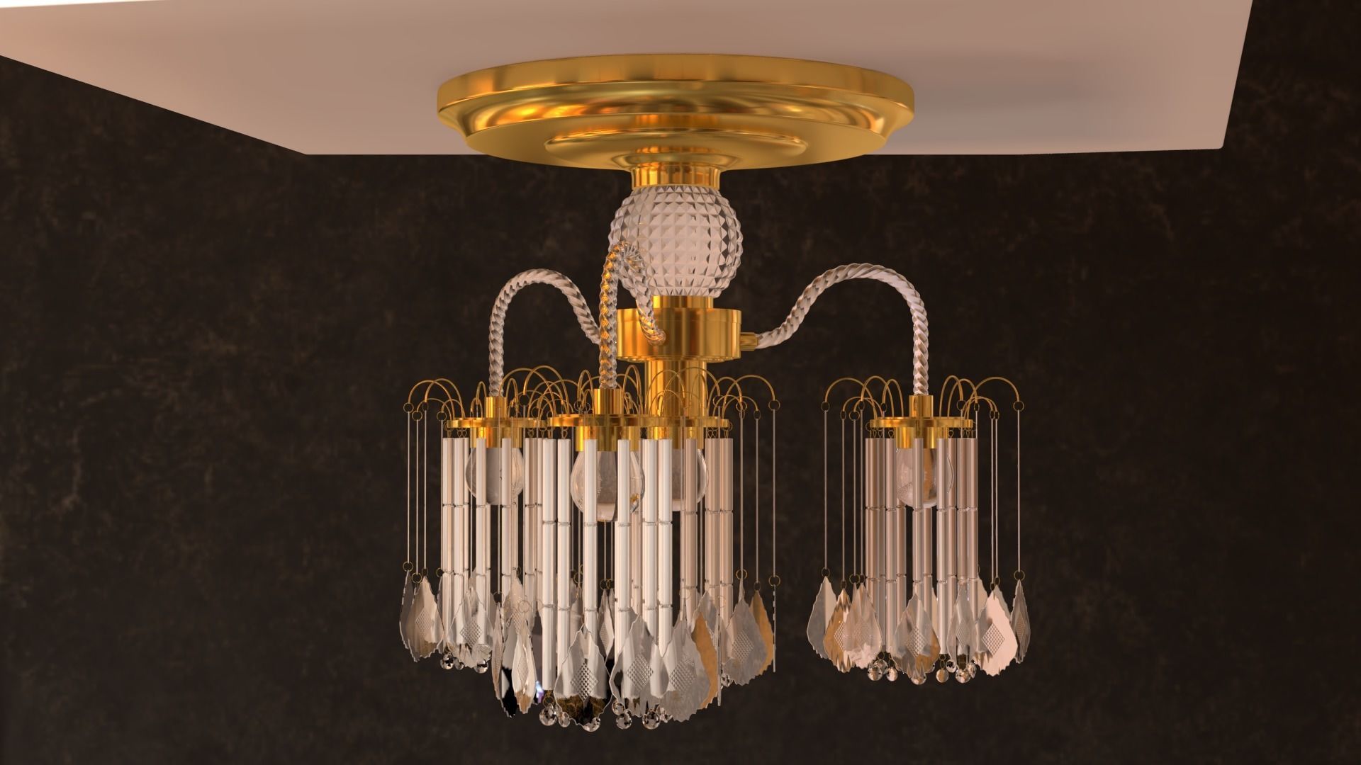 Ceiling chandelier classic crystal 3D model_5