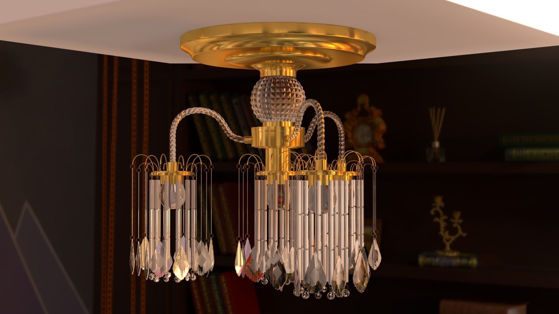 Ceiling chandelier classic crystal 3D model_36