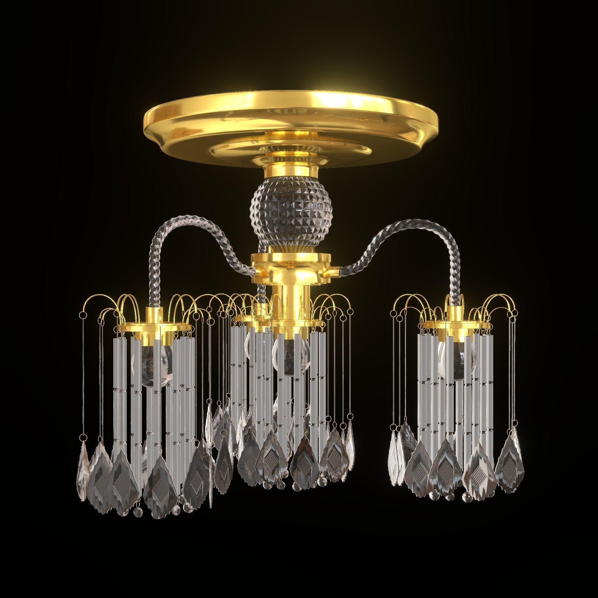 Ceiling chandelier classic crystal 3D model_3
