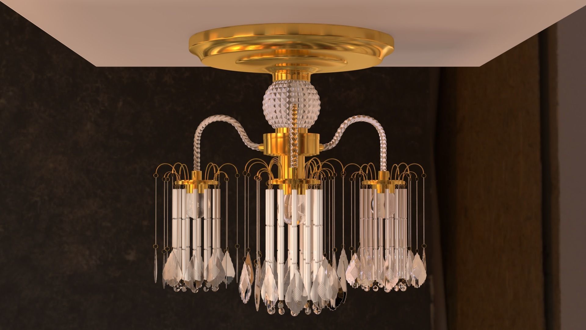 Ceiling chandelier classic crystal 3D model_20