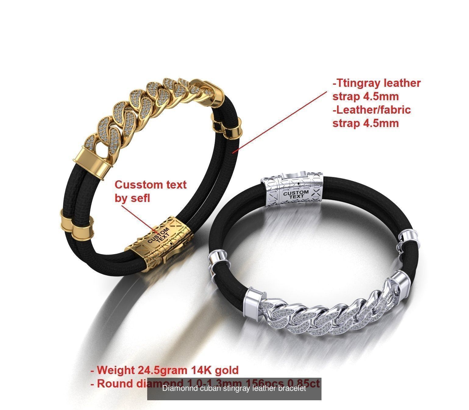 Cuban bracelet  3D Model Collection_4