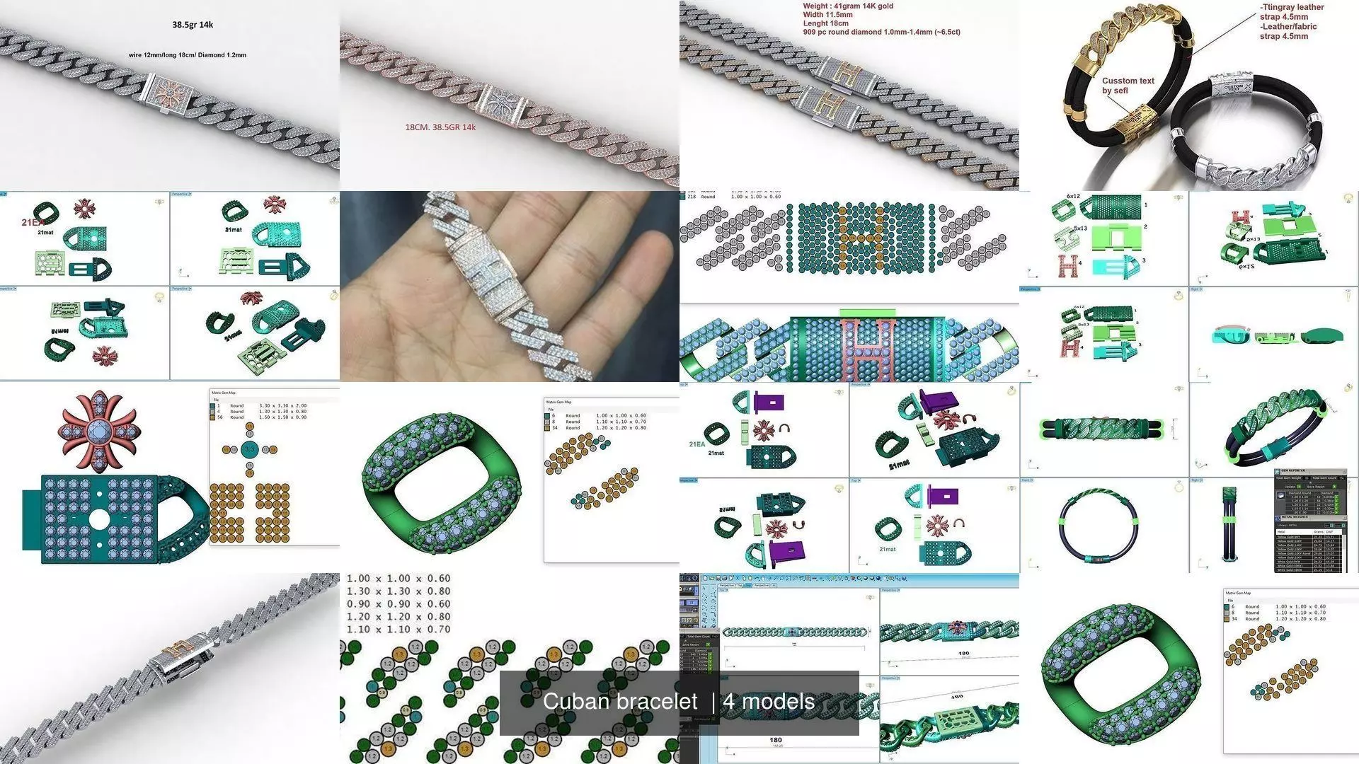 Cuban bracelet  3D Model Collection_0
