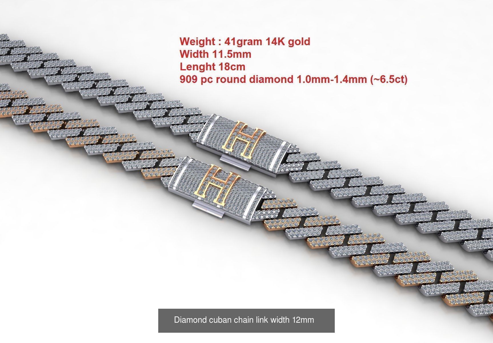 Cuban bracelet  3D Model Collection_3