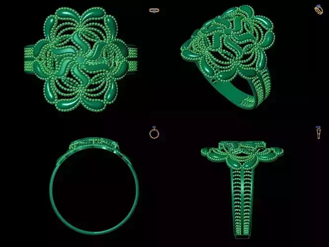 Ring 7 emerald beaded