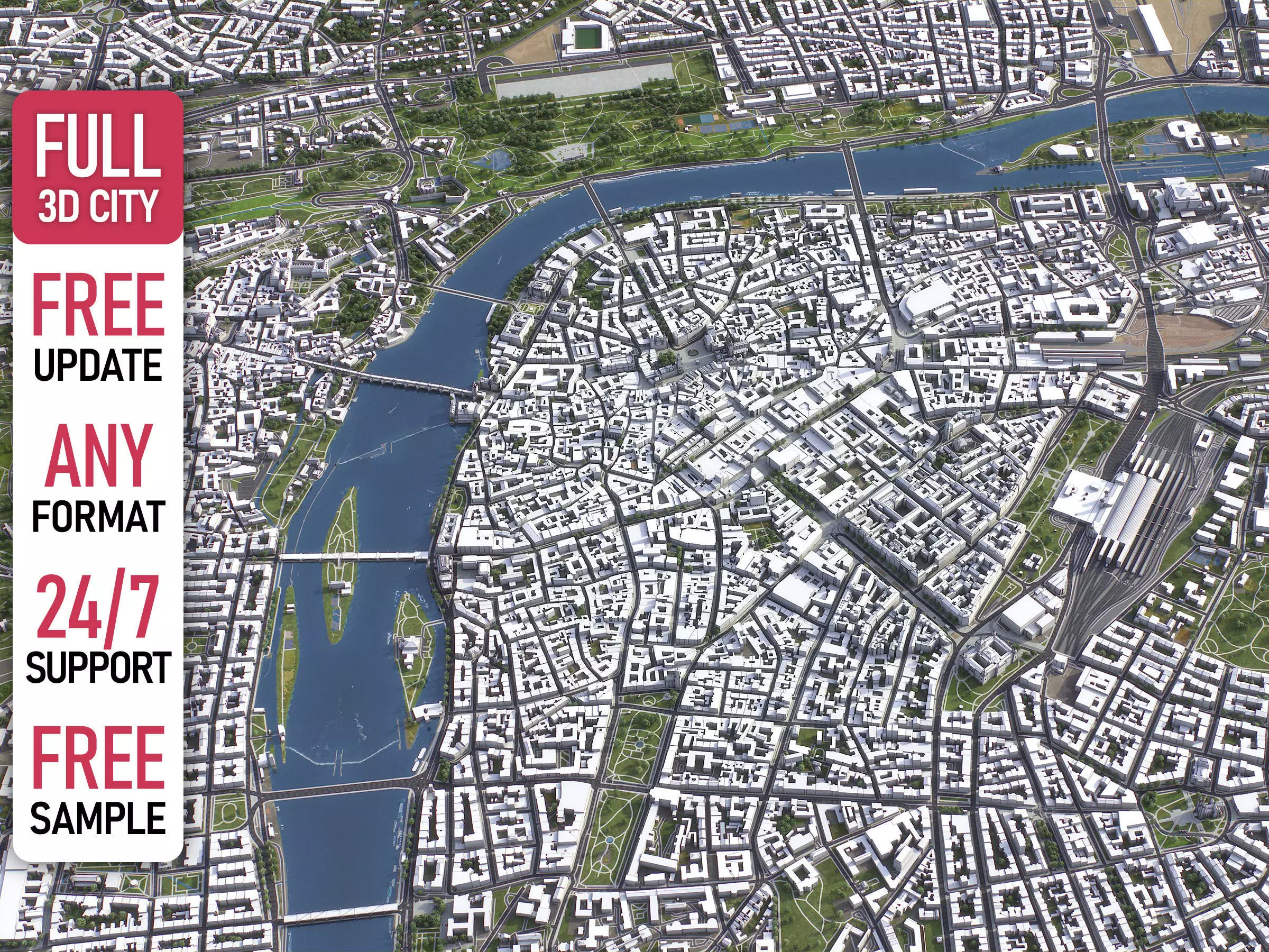 Prague - 3D City Model Low-poly 3D model