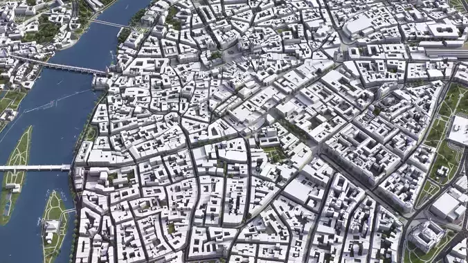 Prague - 3D City Model Low-poly 3D model 3