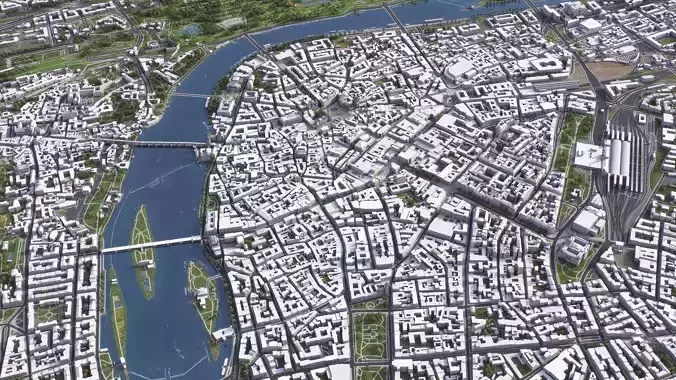 Prague - 3D City Model Low-poly 3D model 7