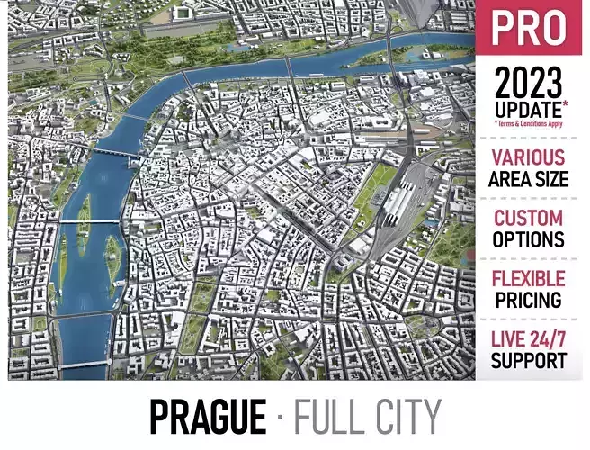 Prague Low-poly 3D model