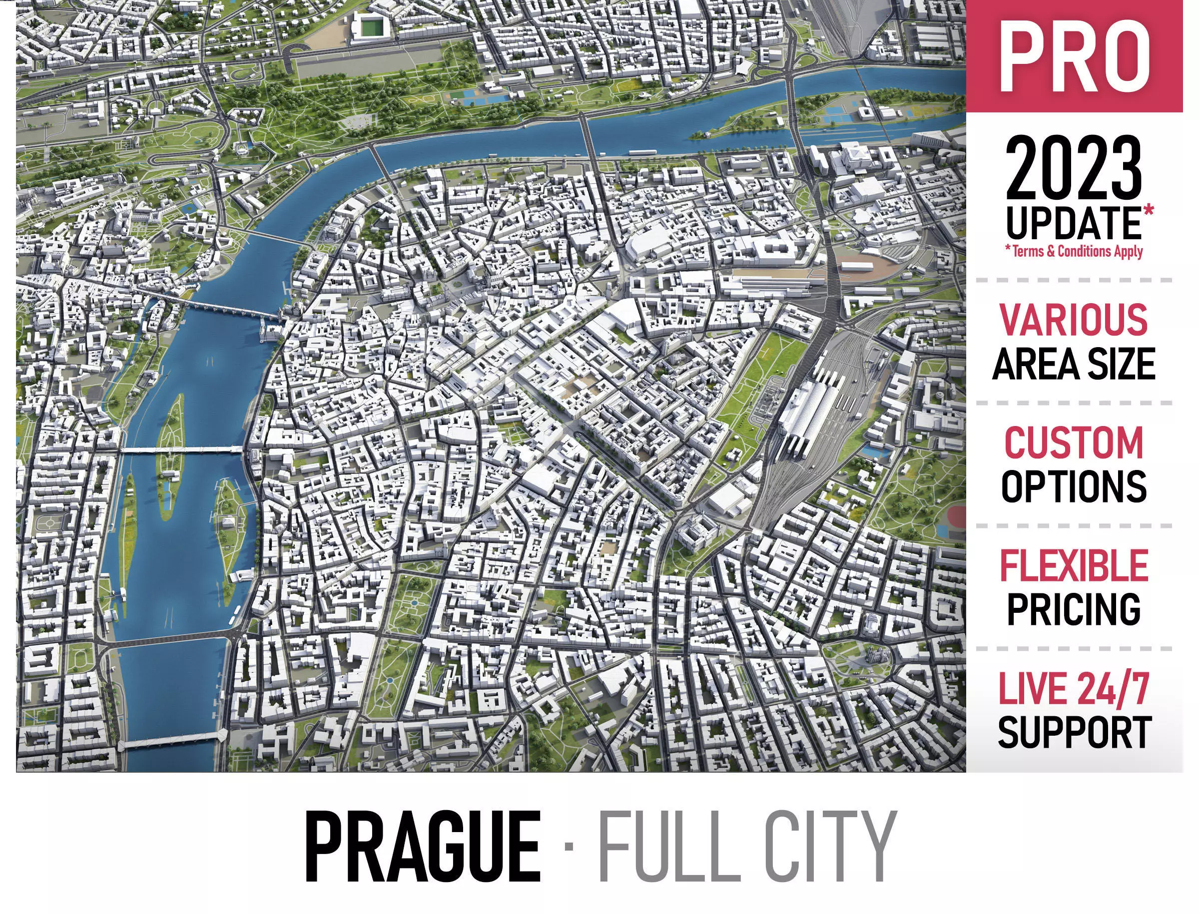 Prague Low-poly 3D model_0
