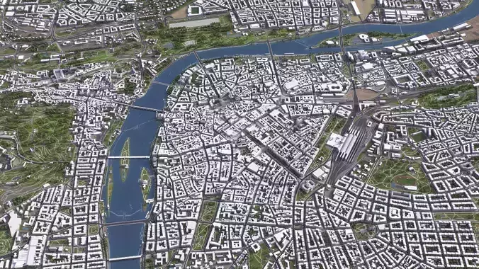 Prague - 3D City Model Low-poly 3D model 2
