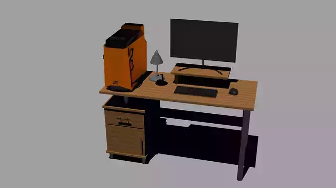 Computer Desk with Acer Aspire G7700 Predator Low-Poly 3D model