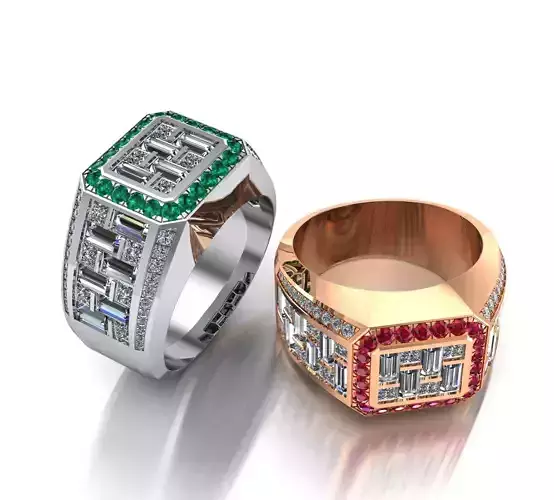 Diamond ring bagutte mix  for men 1