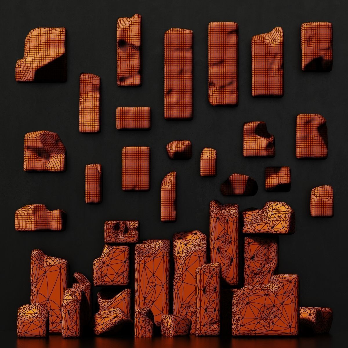 Stone block smooth decor  n1 3D model_9