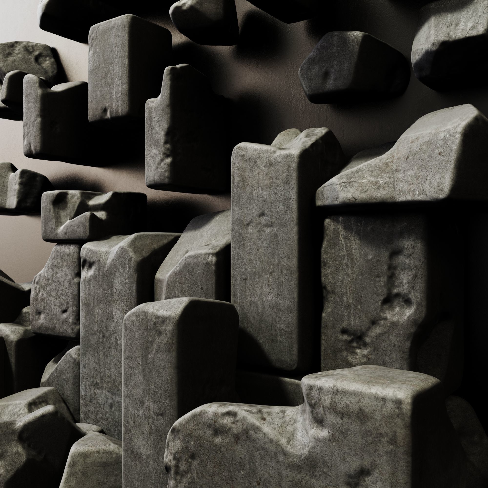 Stone block smooth decor  n1 3D model_4