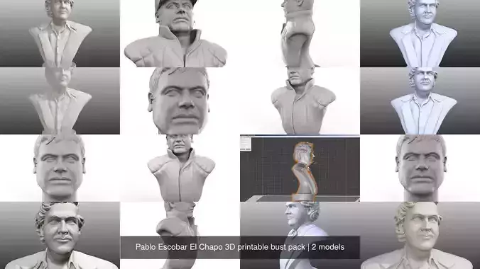 Pablo Escobar El Chapo 3D printable bust pack