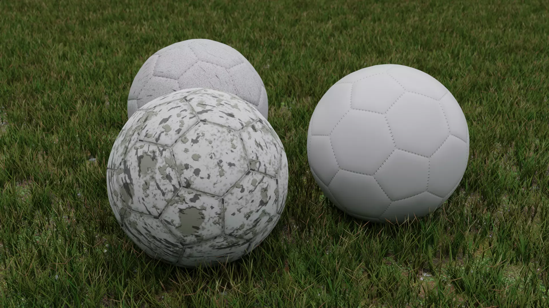 Football set new and worn Low-poly 3D model