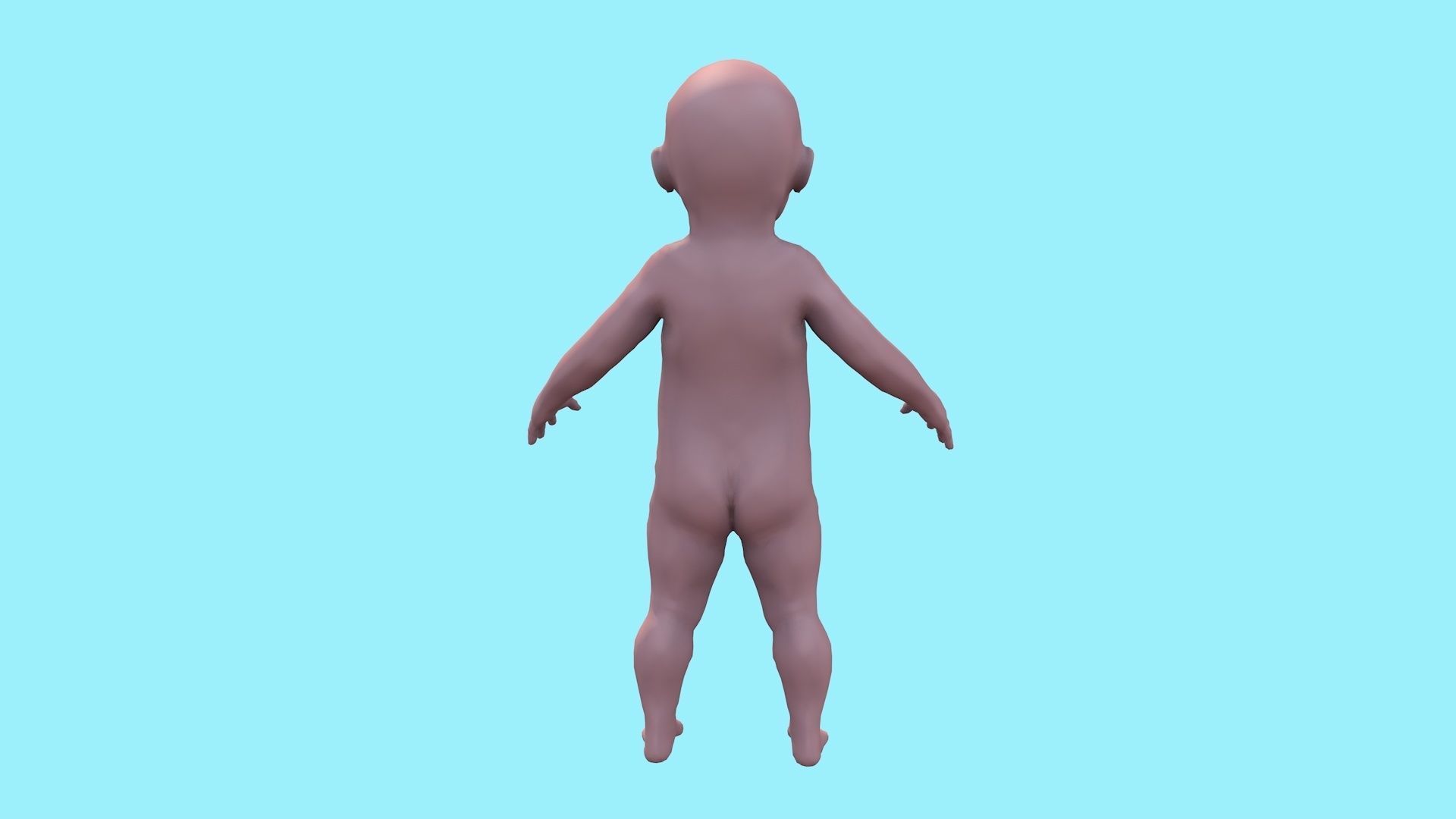 Model child with a low and high polygonal grid Low-poly 3D model_3