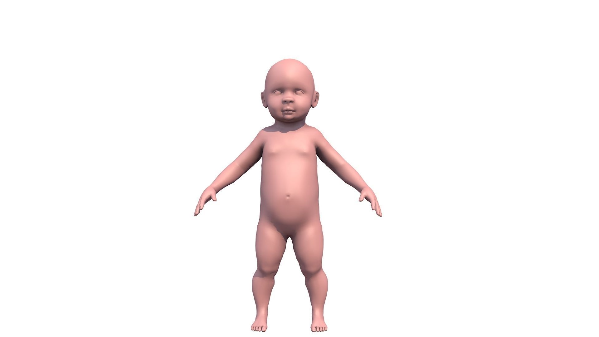 Model child with a low and high polygonal grid Low-poly 3D model_8