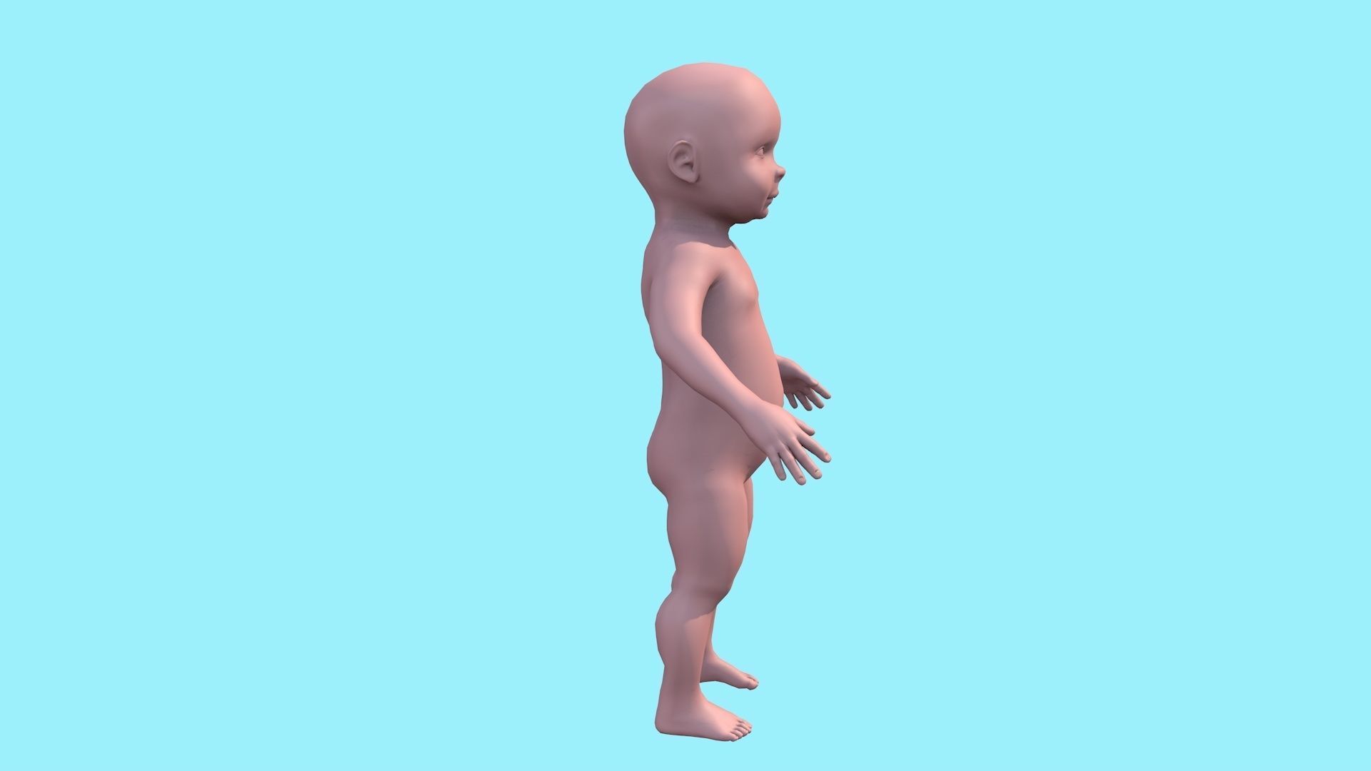 Model child with a low and high polygonal grid Low-poly 3D model_5