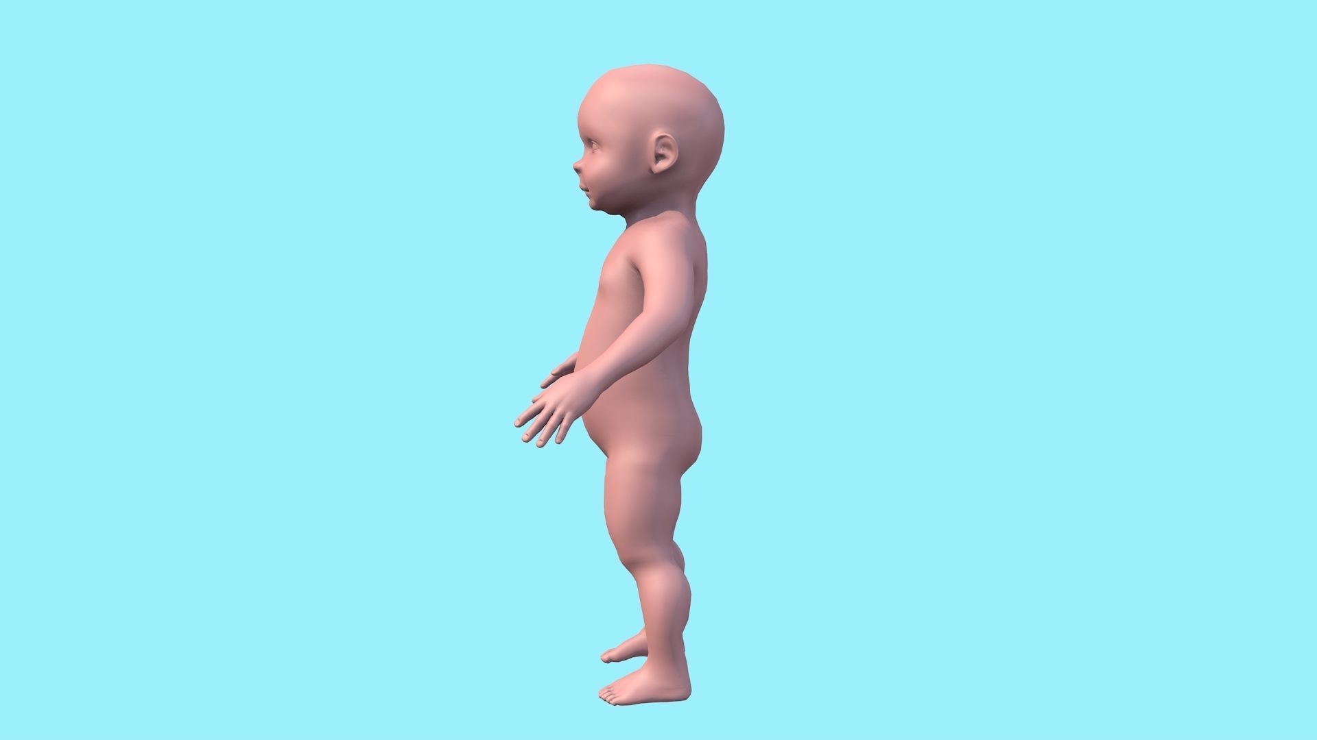 Model child with a low and high polygonal grid Low-poly 3D model_4