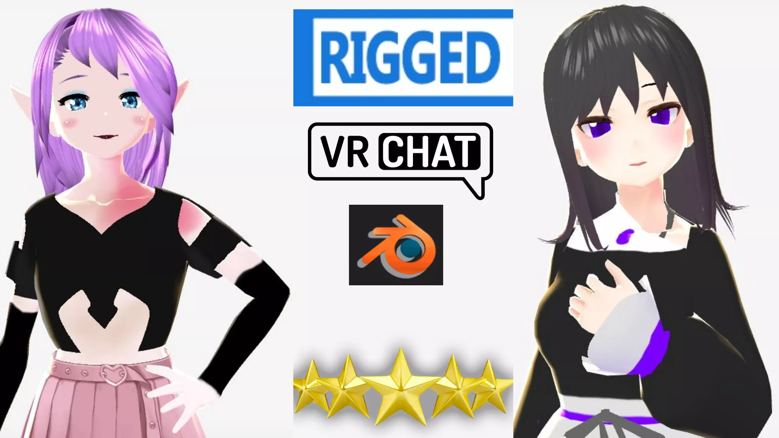 2 Cute Anime girls characters collection g13 Low-poly 3D model
