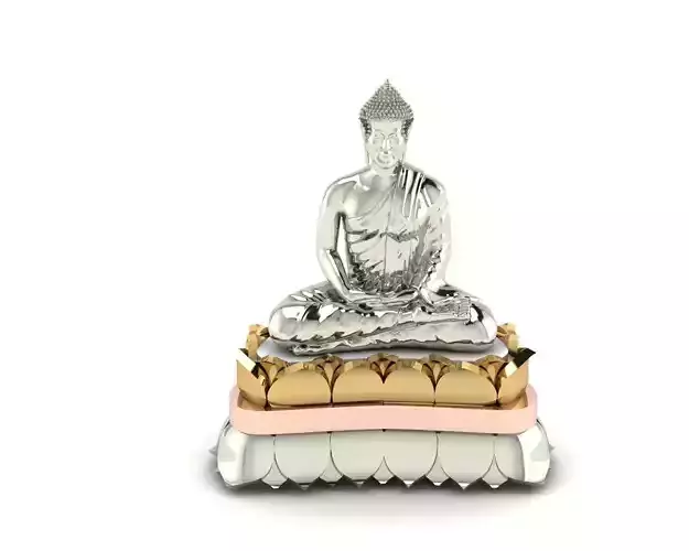 Buddha statue in silver and gold