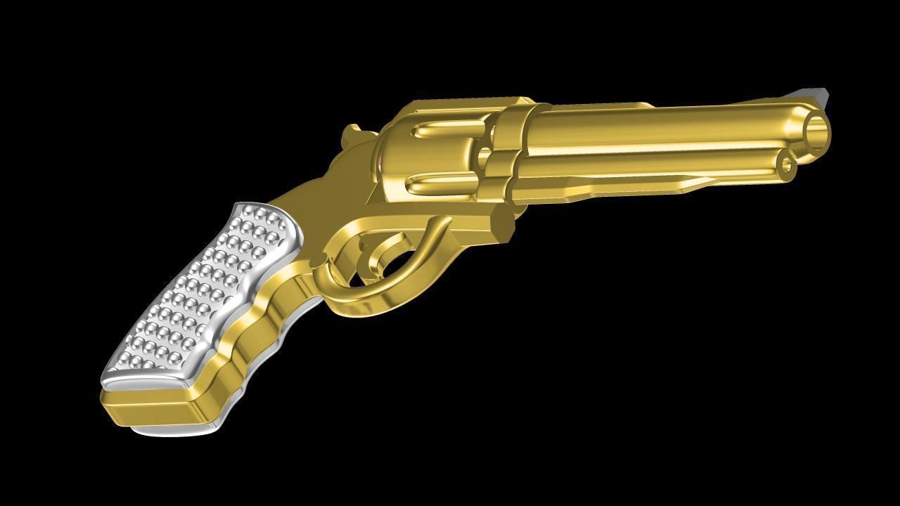 GUN 3d gold revolver 3D print model_4