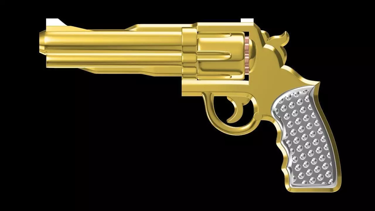 GUN 3d gold revolver 3D print model_0