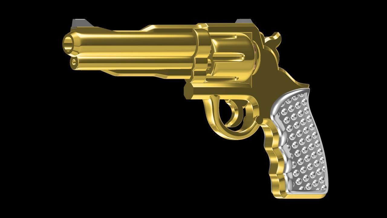 GUN 3d gold revolver 3D print model_1