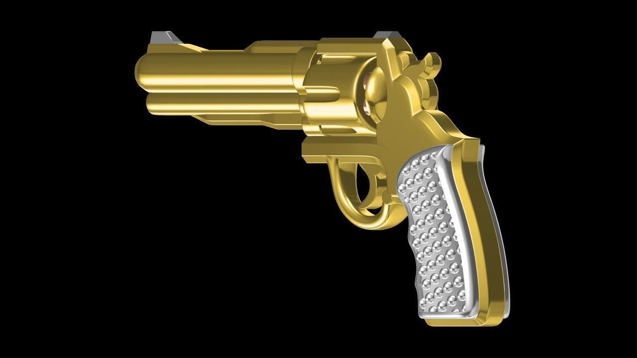 GUN 3d gold revolver 3D print model_2