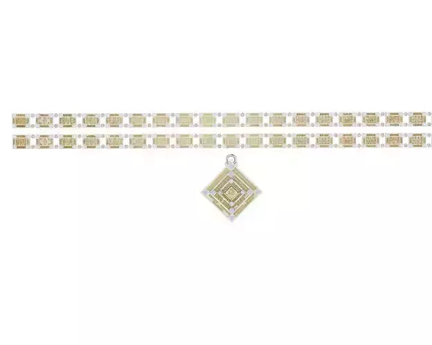 Necklace gold and silver with diamonds