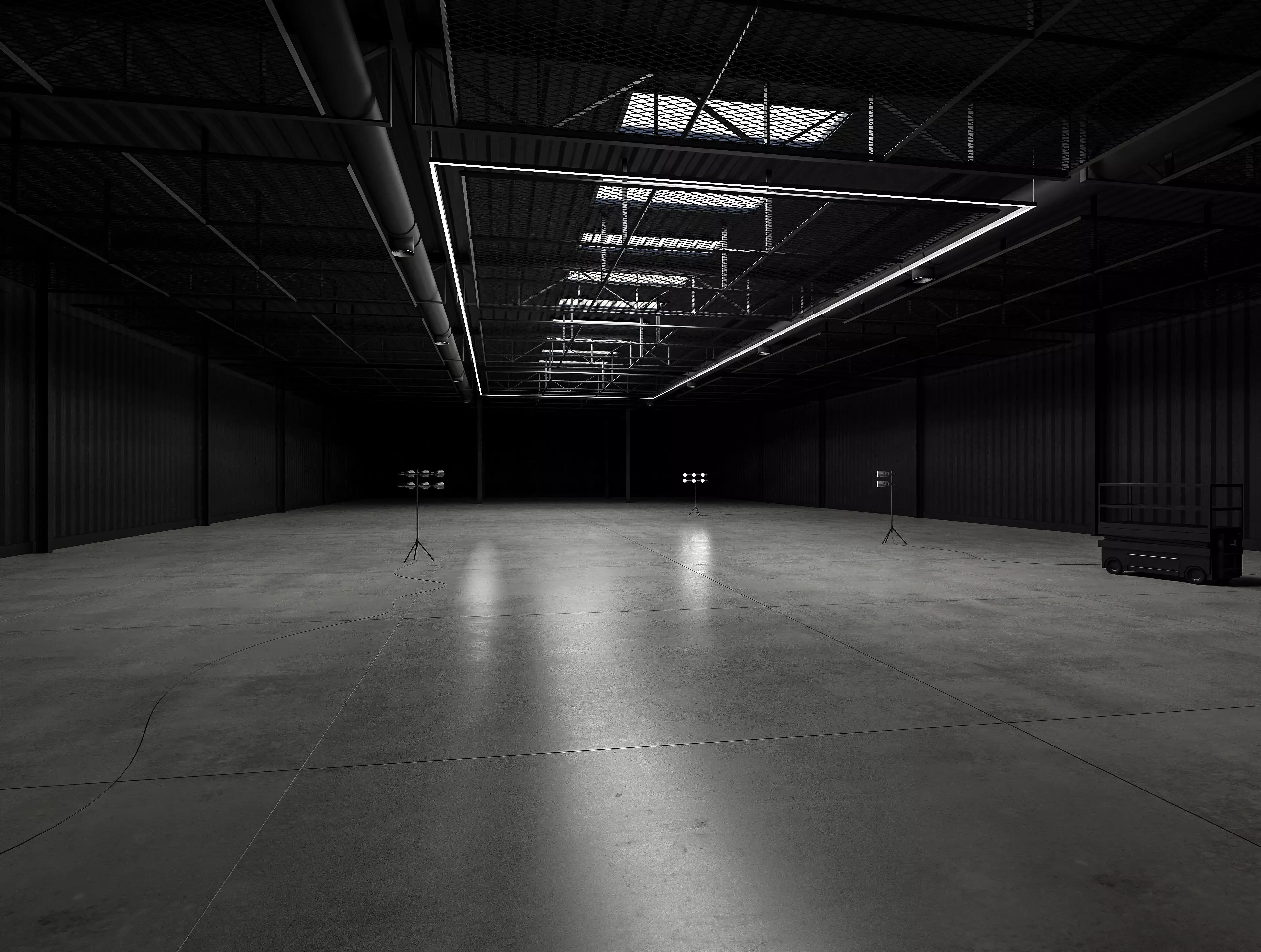 Hangar Interior Low-poly 3D model_0