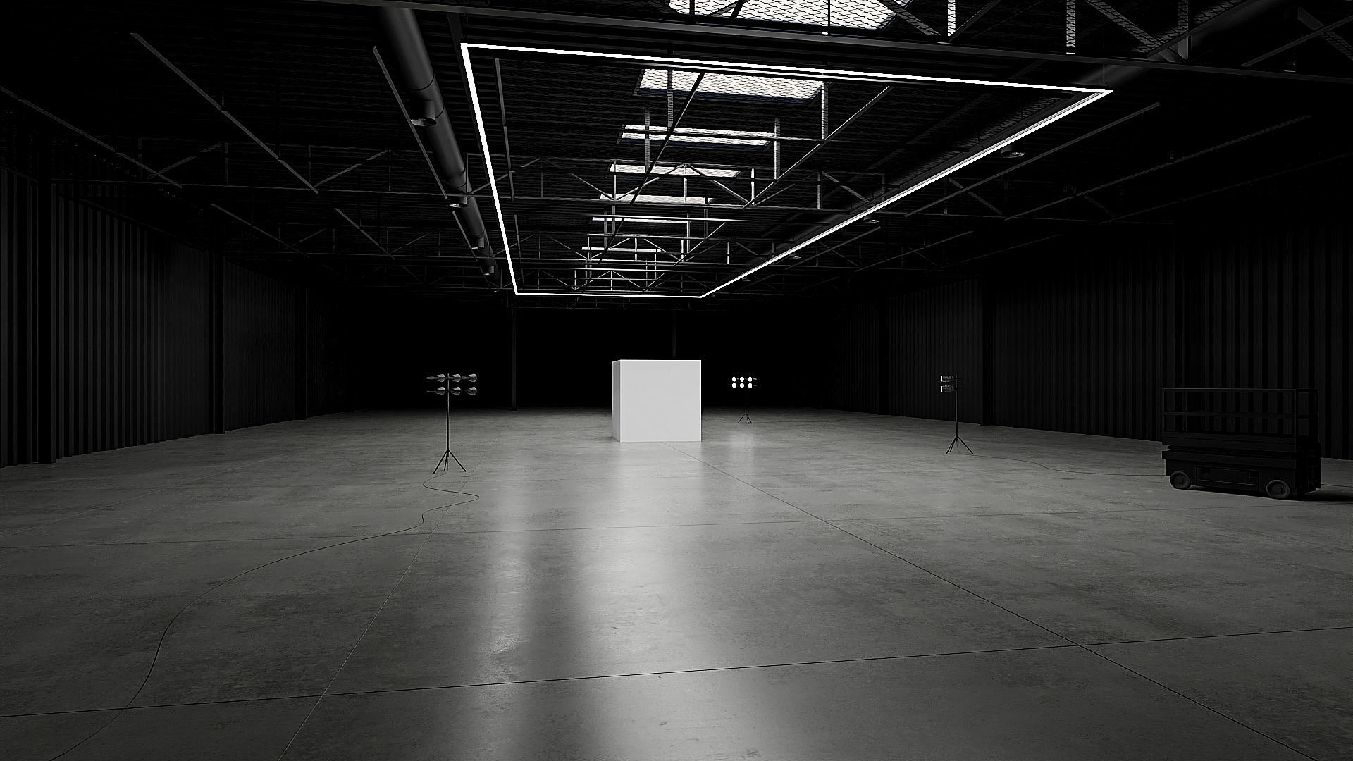 Hangar Interior Low-poly 3D model_2